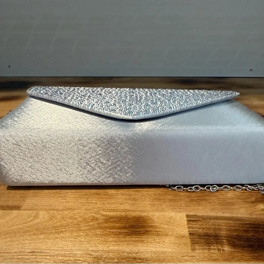 Rectangle Silver Iridescent Cocktail Clutch - Picture 7 of 10